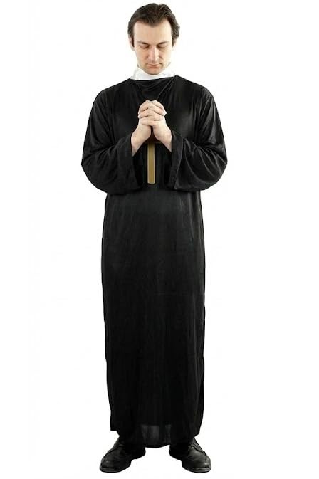 [Entering Love and Peace] Priest, Pastor, Sister, Mary Costume + Crucifix Necklace + Bible 3-piece Set - Halloween Cosplay Costume Christmas (Priest B