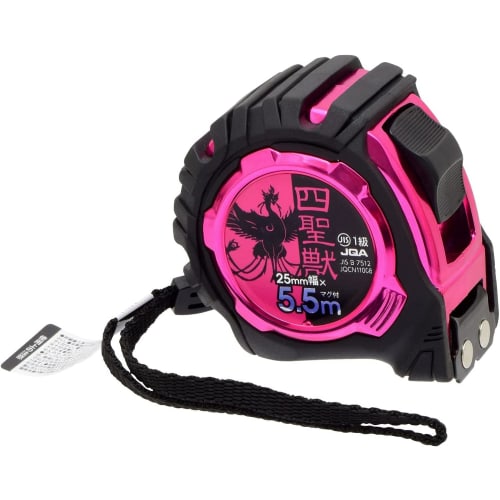 Takagi Four Sacred Beasts Convex Divider with Mag, Double Lock, 25mm Wide X 5.5m, JIS Class 1, Double-Sided Graduations, Drop Prevention, Random Color