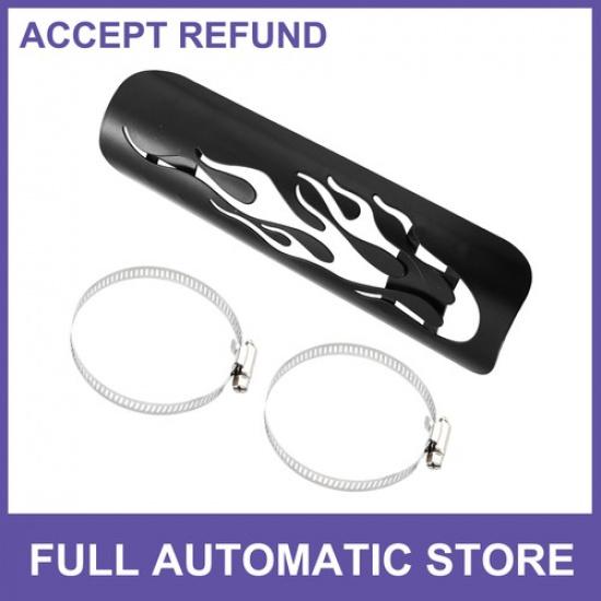 1Set Motorbike Exhaust Heat Shield Pipe Shield for Harley Flame Black