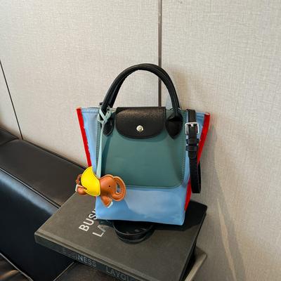 Small Tote Bag New Pu Fashion Trend Shoulder Tote Bag Color Matching Handbag Messenger Bucket Bag