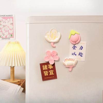 Stickers floraux en caoutchouc souple pour réfrigérateur, Stickers magnétiques, Lettrage tridimensionnel personnalisé et créatif pour la décoration de réfrigérateur