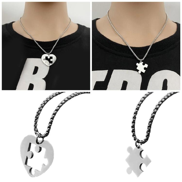 Heart Puzzle Matching Pendant Necklaces Functional Heart Puzzle Necklaces Unique Pendant Neck Chain Accessory for Couple