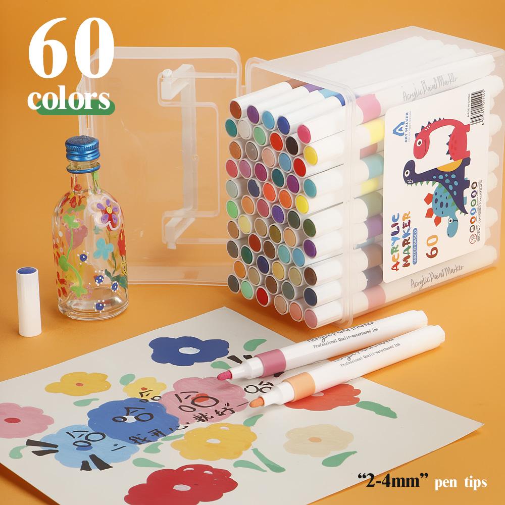 24-120 Colors Art Markers Quick-Drying Waterproof for Painting Wood Glass DIY CD Paper Kids Gift Art Stationery School Supplies