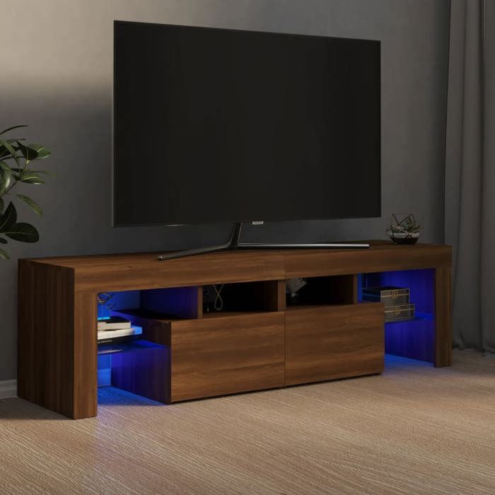 VidaXL TV-benk med LED-lys Brun eik 140x36,5x40 cm, TV-stativ, medieskap, hifi-skap, TV-enhet, enhet 822643