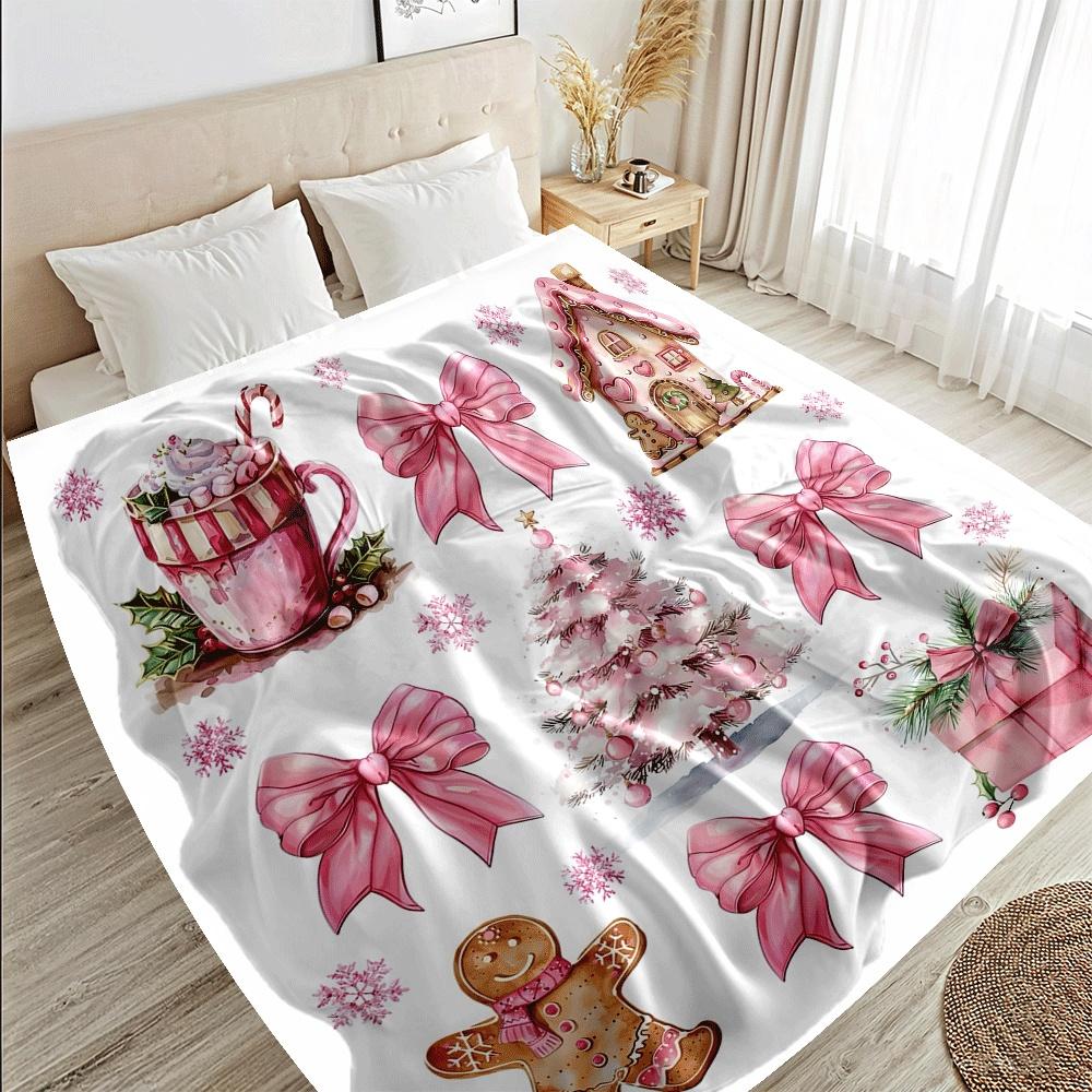 Christmas-themed pattern Blanket for Sofa Bed Travel Camping Living Room Office Conditioning Blanket for All Seasons Gifts