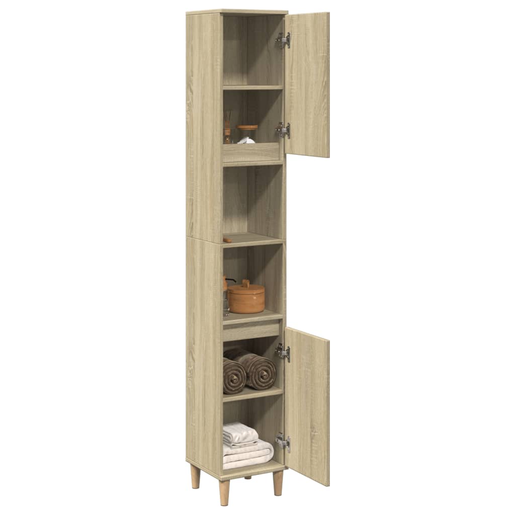 Bathroom Cabinet in Sonoma Oak 30 x 30 x 190 cm Particleboard