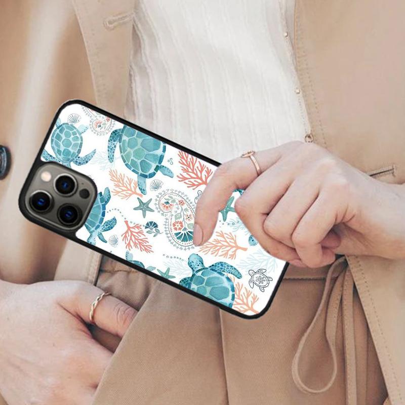 Süße Schildkröten Bemalte Magnetische Handyhülle Für APPLE iPhone 17 Air 16 14 13 12 Pro Max 15 Plus Kabelloses Laden Mit MagSafe Hülle
