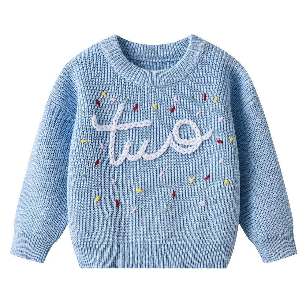 Autumn and Winter Hand-embroidered Colorful Baby and Infant Base Knitted Sweater Children's Sweater