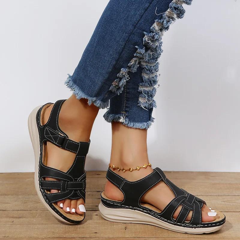 Fashion Women's Simple Wedge Sandals Casual Ankle Strap Platform Sandals Women's Comfortable Sandals