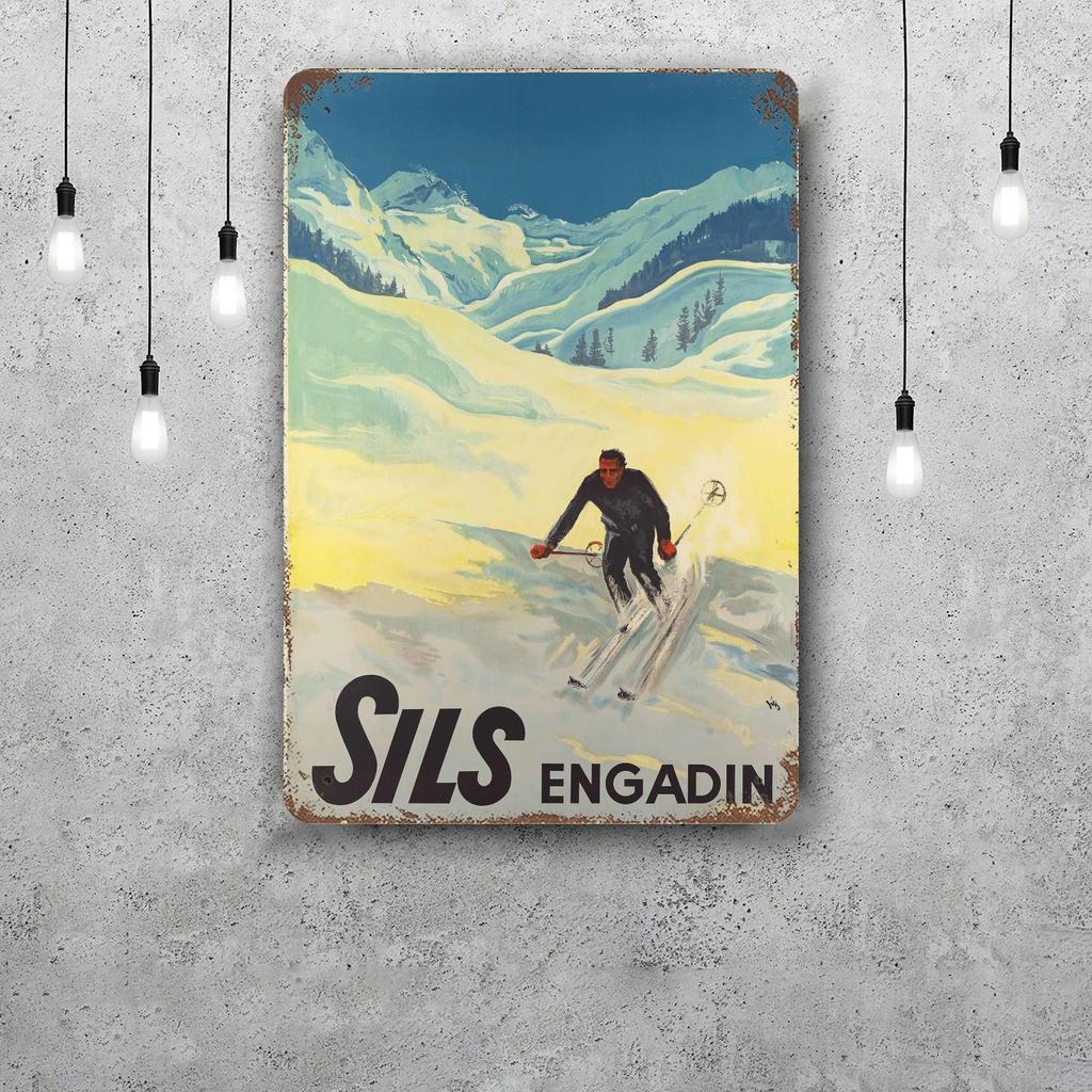 ski Classic Poster Rusty Metal Plaque Retro Decorative Plate Bar Man Cave Garage Club Metal Sign Wall Decoration