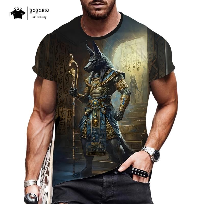 Men's T-Shirt with Egyptian Pharaoh Graphic T-Shirts Breathable Men Top Trendy Oversized Men's Clothing New Fashion Y2k Clothes