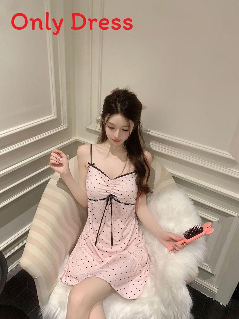 Ice Silk Sleeveless Sleepwear For Women With Padded Bust Summer Home Lounge Dress