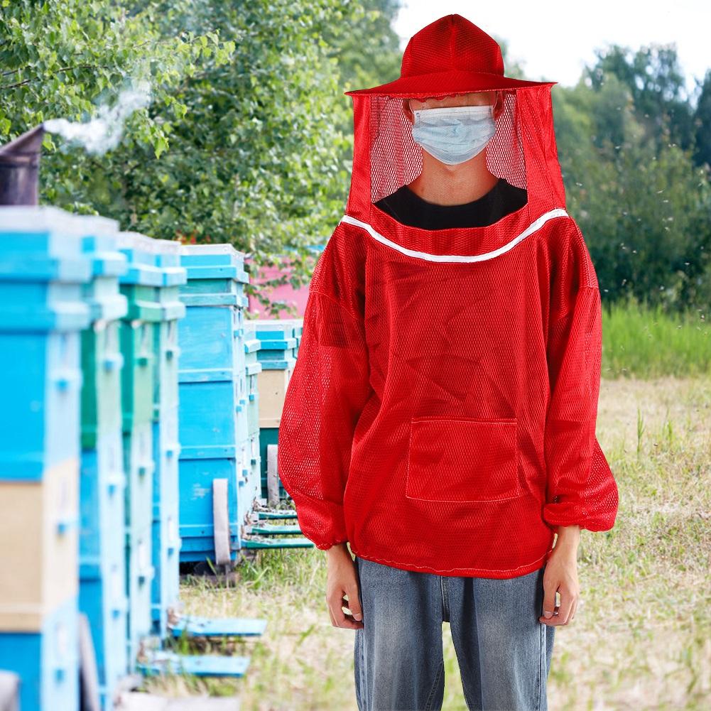

Пчеловодческие инструменты Профессиональная защитная куртка для пчеловодства Костюм с вуалью пчеловода Смок Красный красный