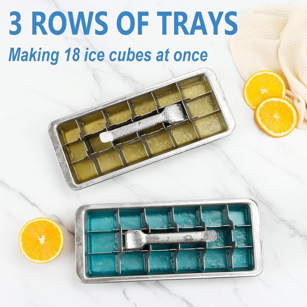 KAYCROWN 18/8 Stainless Steel Ice Cube Tray, 18 Slot Ice Tray with Easy Release Handle for Making Various Ice Cubes and Frozen Foods, Removable Slots