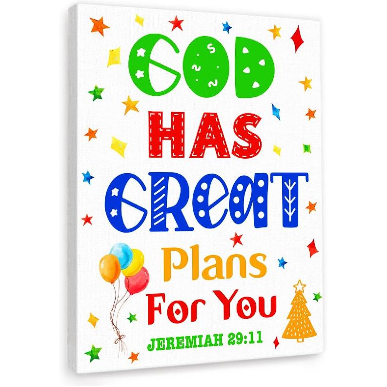 Christian Scripture Wall Art For Kids,The Lord Is With Me Psalm 118:6 pirational Bible Verse Canvas Framed Paintings Posters For Nursery Sunday