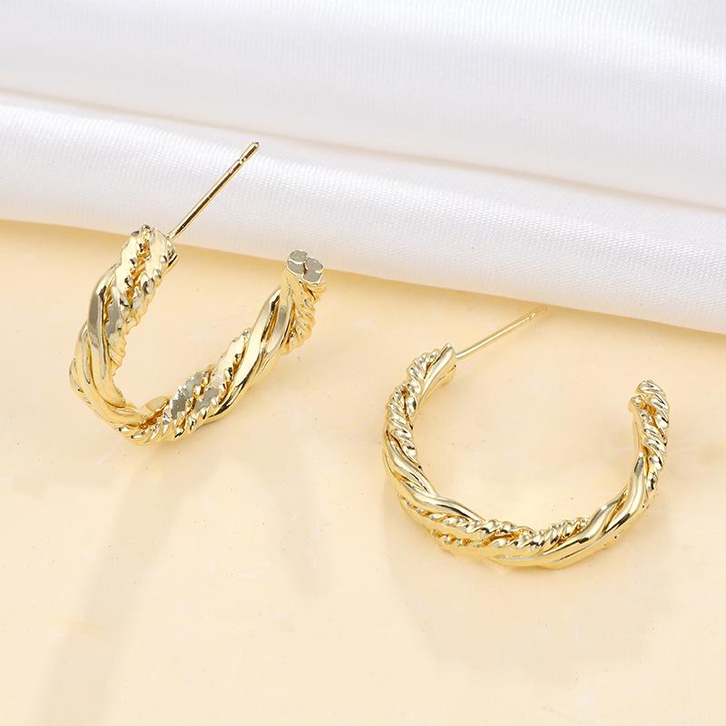 Huazi Style Zircon Stud Earrings for Women - Gold-Plated, Non-Fading Luxury Jewelry