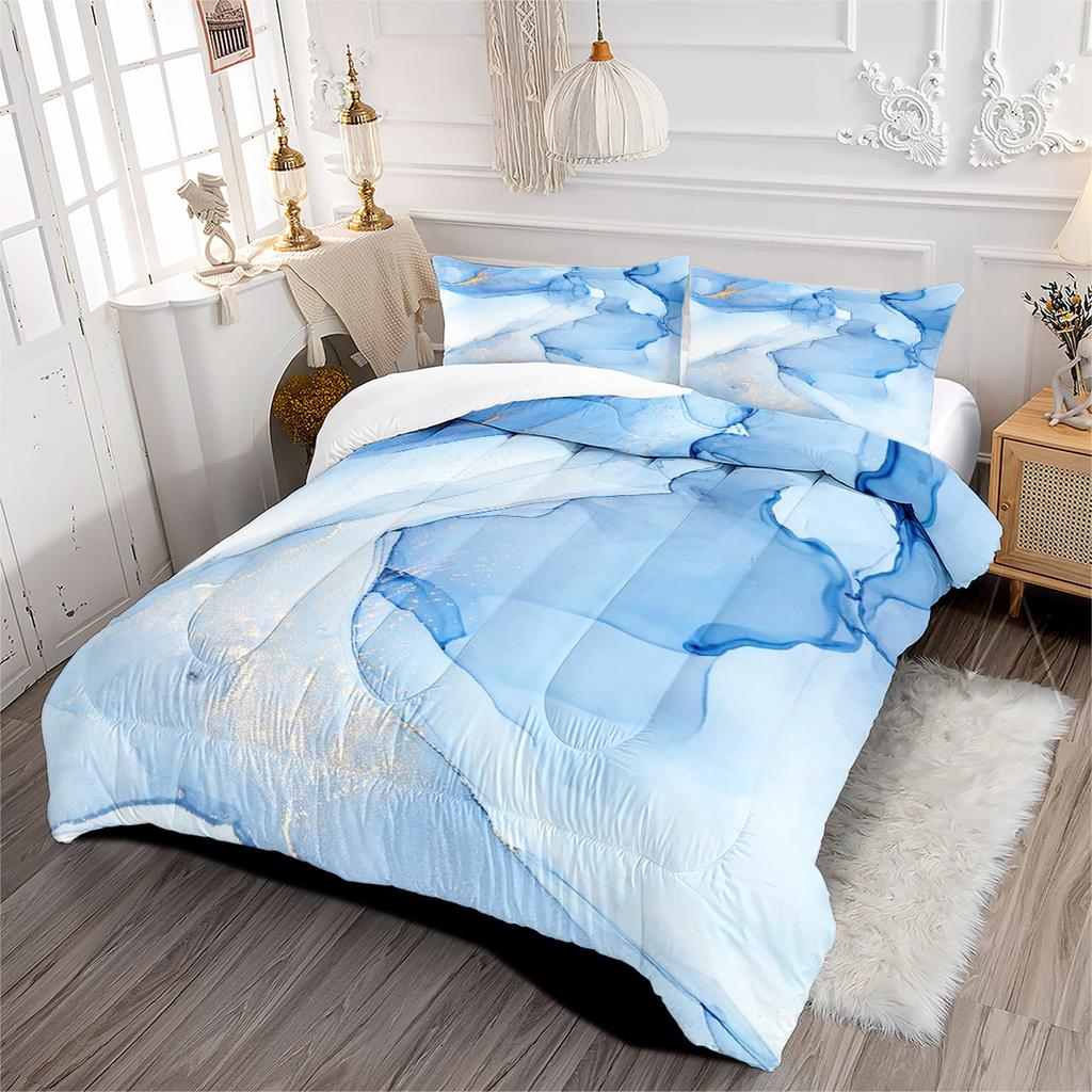Home Textiles Bedding Quilt Three-piece Set Brushed Printing Marble Casual Style Fat Quilt Set