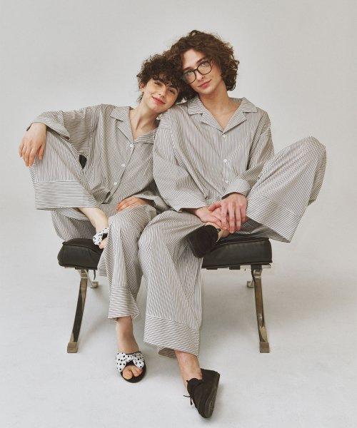 

[OGGITT] Dormitory Double Ticking Stripe Pajama White Black [Shipped from Korea] 100% Authentic M