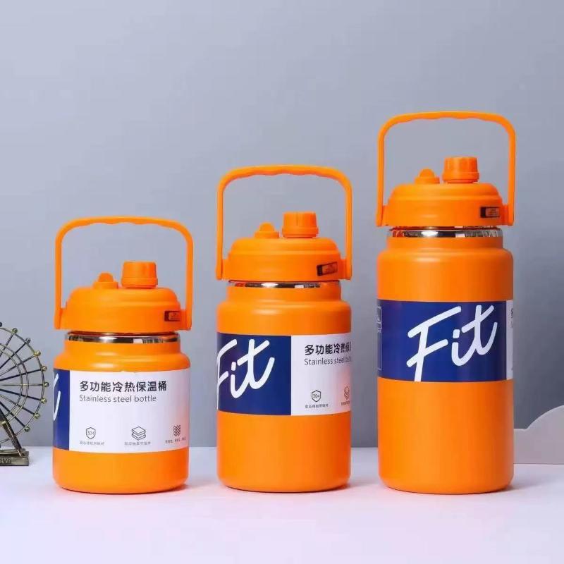 Stainless Steel Insulated Water Jug Food Grade Leak Proof Lid 24H Heat Cold Retention for Picnic Beach Trips