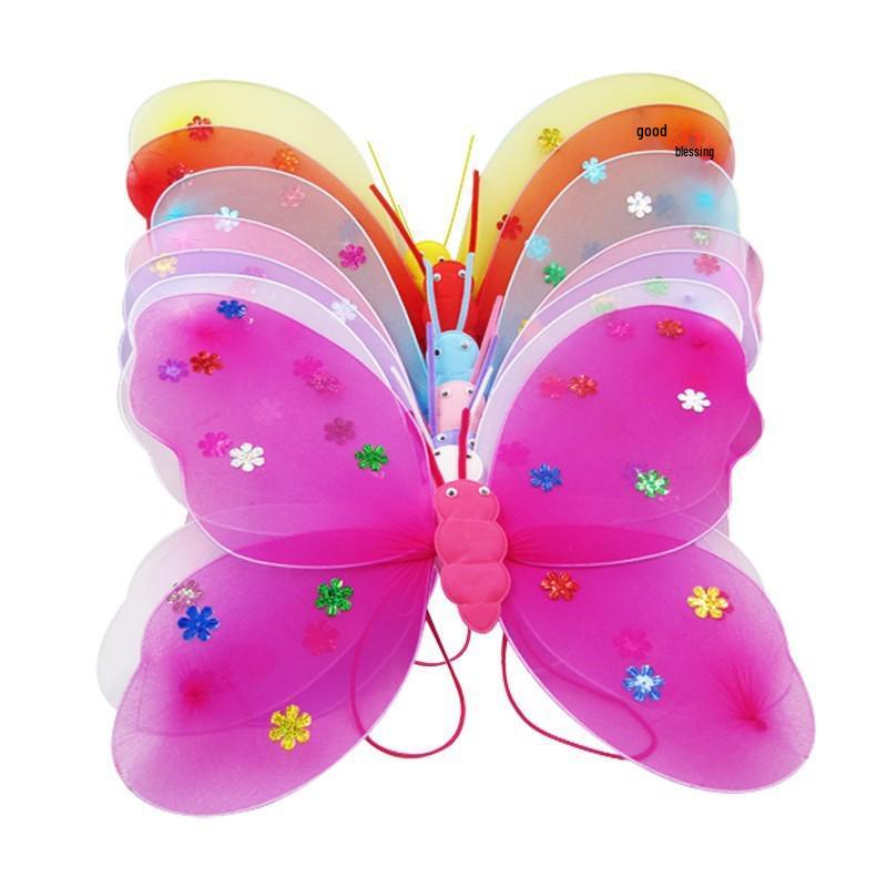Girls' Luminous Butterfly Wings & Light-Up Fairy Wand Dress-Up Set