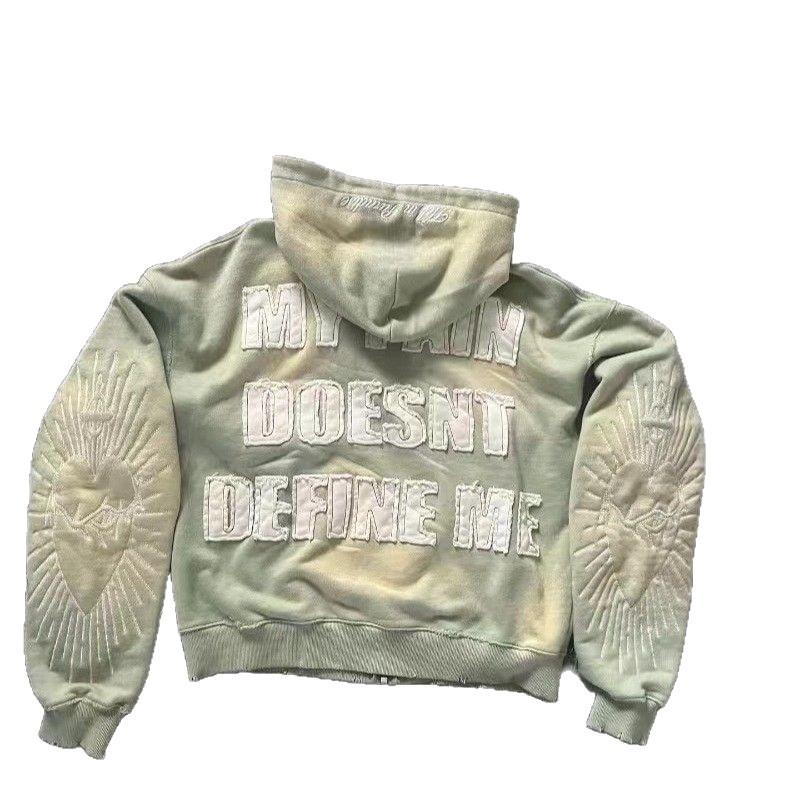 Mens Oversized Hooded Zip-Up Sweatshirt With Letter Print Fall Casual Sportswear Plus Size XL-XXXXL