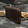 Leather Vintage Long Wallet for men women single zipper leather wallet purse buisness men casual wallet real skin burse for man