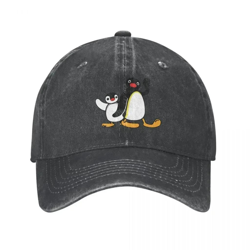 Pingu Unisex WoUnisex Baseball Cap Penguin Distressed Denim Washed Hats Cap Classic Outdoor Running Golf Adjustable Snapback Cap