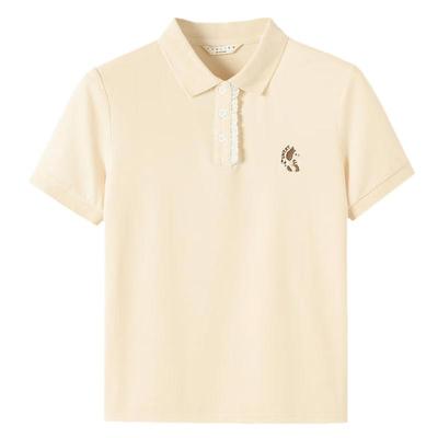 TonLion Women's Lace Placket Short Sleeve Polo Shirt