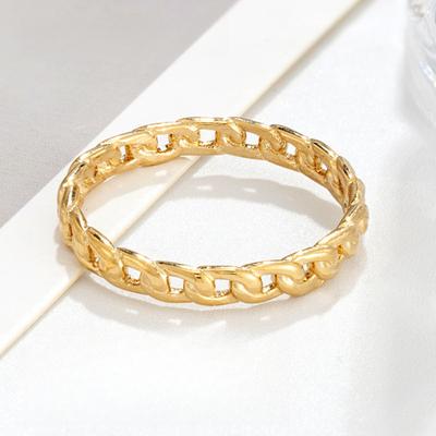 Retro Hollow Cuban Chain Ring, Simple and Fashionable Women's Chain Ring Does Not Fade, Electroplated Titanium