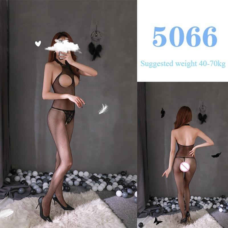 Sexy Lingerie Sexy Mesh Clothing Stockings Mesh Socks Open Cut No Take Off Women's Hollow Out Uniform Set  Jumpsuit Socks