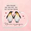 Romantic Penguin Couple Acrylic Decorative Plaque - Pink Heart Design, "You Are My Penguin" Quote, Perfect for Wedding Anniversary, Engagement, Home