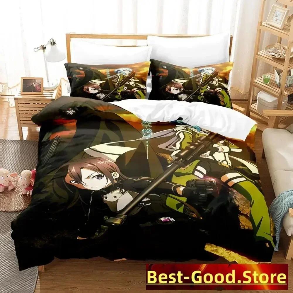 New Sword Art Online II Bedding Set Cartoon Anime Three-piece Set Adult Kid Bedroom Duvetcover Sets 3D Kawaii Roupas De Cama