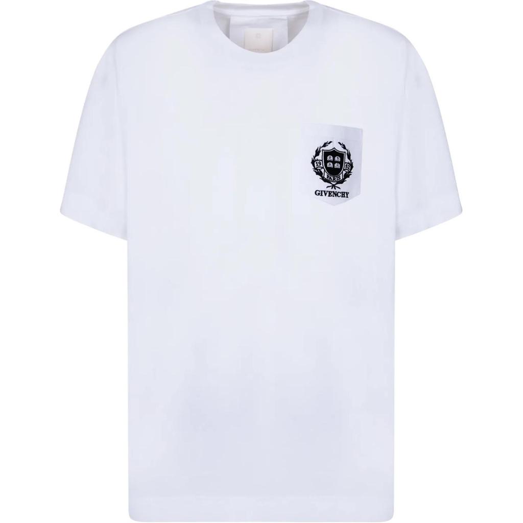 Givenchy T-shirt girocollo con logo ricamato BM71J83YLO100