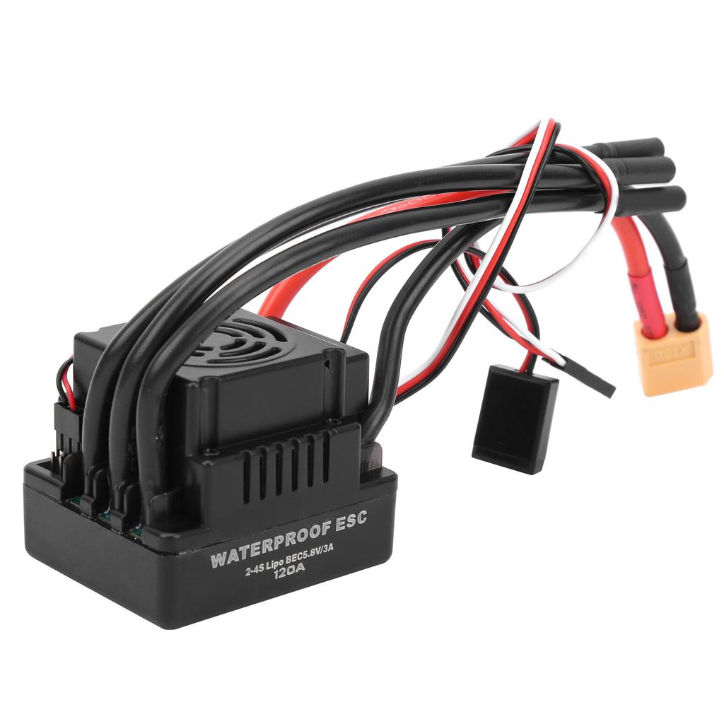 120A Waterproof Brushless ESC Electronic Speed Controller Accessory Fit for 1 8 RC CarXT60 Plug
