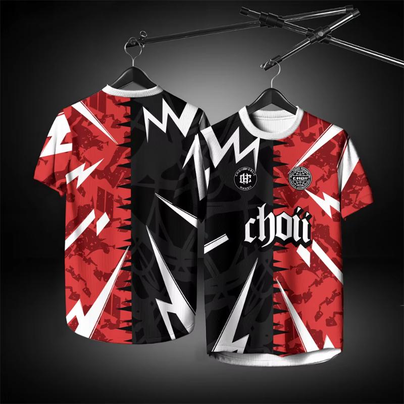 Summer Men's T Shirt Fashion Sport Wear Casual Short Sleeve Soccer Tops Loose Trendy Male Oversized Clothing