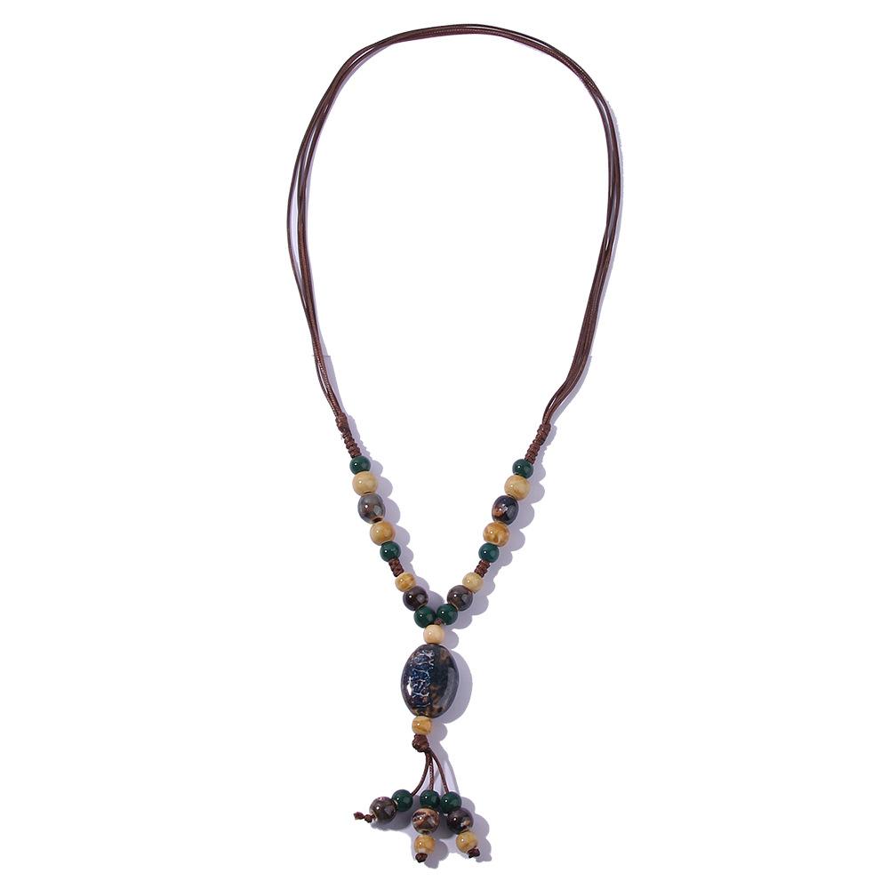 Bunte Retro unregelmäßige Keramik Perlen Halskette antike Anhänger für Frauen Schmuck Geschenk