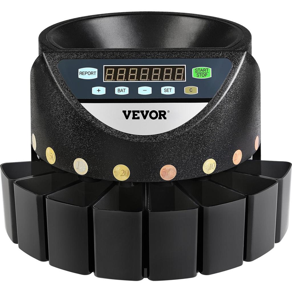 Compteur Trieur de Pièces Euro 500-1000 Pièces Machine Électronique Automatique de Comptage de Pièces EUR 300 Pièces par Minute avec 8 Tiroirs à Pièces pour École Magasin Banque