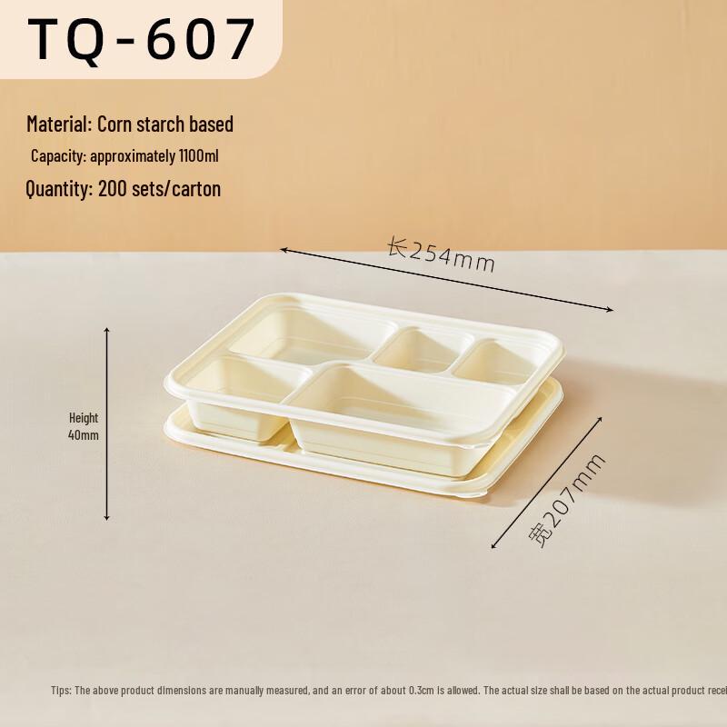 Eco-Friendly Corn Starch 5-Compartment Disposable Lunch Box