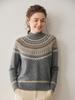 Women's High-Neck Cashmere Fair Isle Sweater - Autumn/Winter Retro Style Knit Pullover