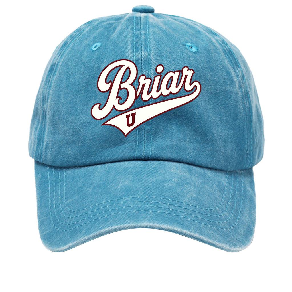 Washed Cotton Baseball Cap Vintage Style Soft Top Denim Hat Adjustable Strap Back Briar U Embroidered Logo Casual Outdoor Headwear