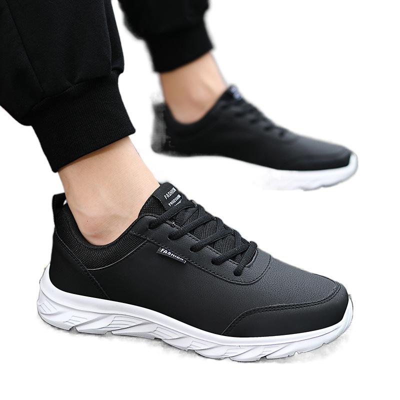 Autumn New Leather Breathable Casual Sports Shoes Large Size Lightweight Soft Sole Running Shoes