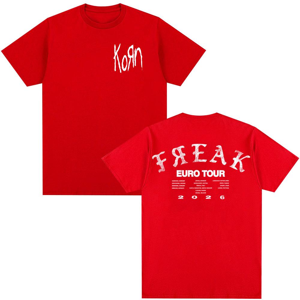 Korn Tour 2026 Merch Tshirt Fan Gifts Metal Gothic Rock Band Tee Unisex Women Cotton Casual Oversized Short Sleeve Tshirt Unisex