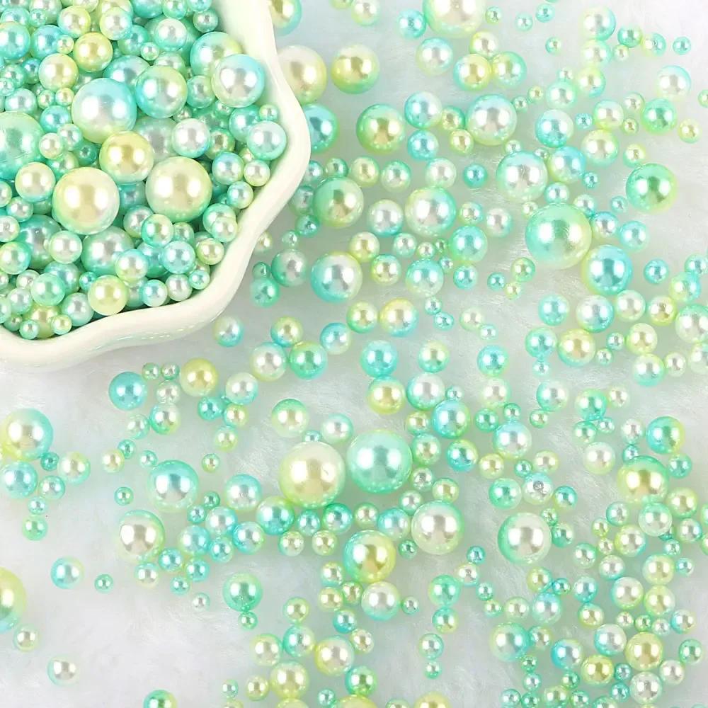 Miçangas ABS Imitação de Pérola Multicoloridas Sem Furo Miçangas Soltas para Arte de Unhas DIY Artesanato Decoração de Scrapbook