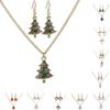 Women Girl Christmas Necklace Earring Set Alloy Plating Neck Chains Dangle Ear Loop Jewelry Gifts