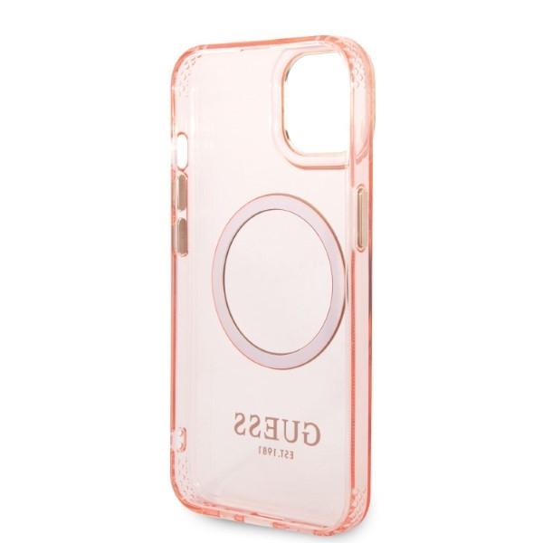 Etui do iPhone 14 Guess Hard MagSafe Różowy Gold Outline