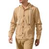 Men's Hoodie Linen Vintage Spring and Autumn Shirt Casual Loose Long Sleeved Clothes High Quality Trendy Men's Clothing