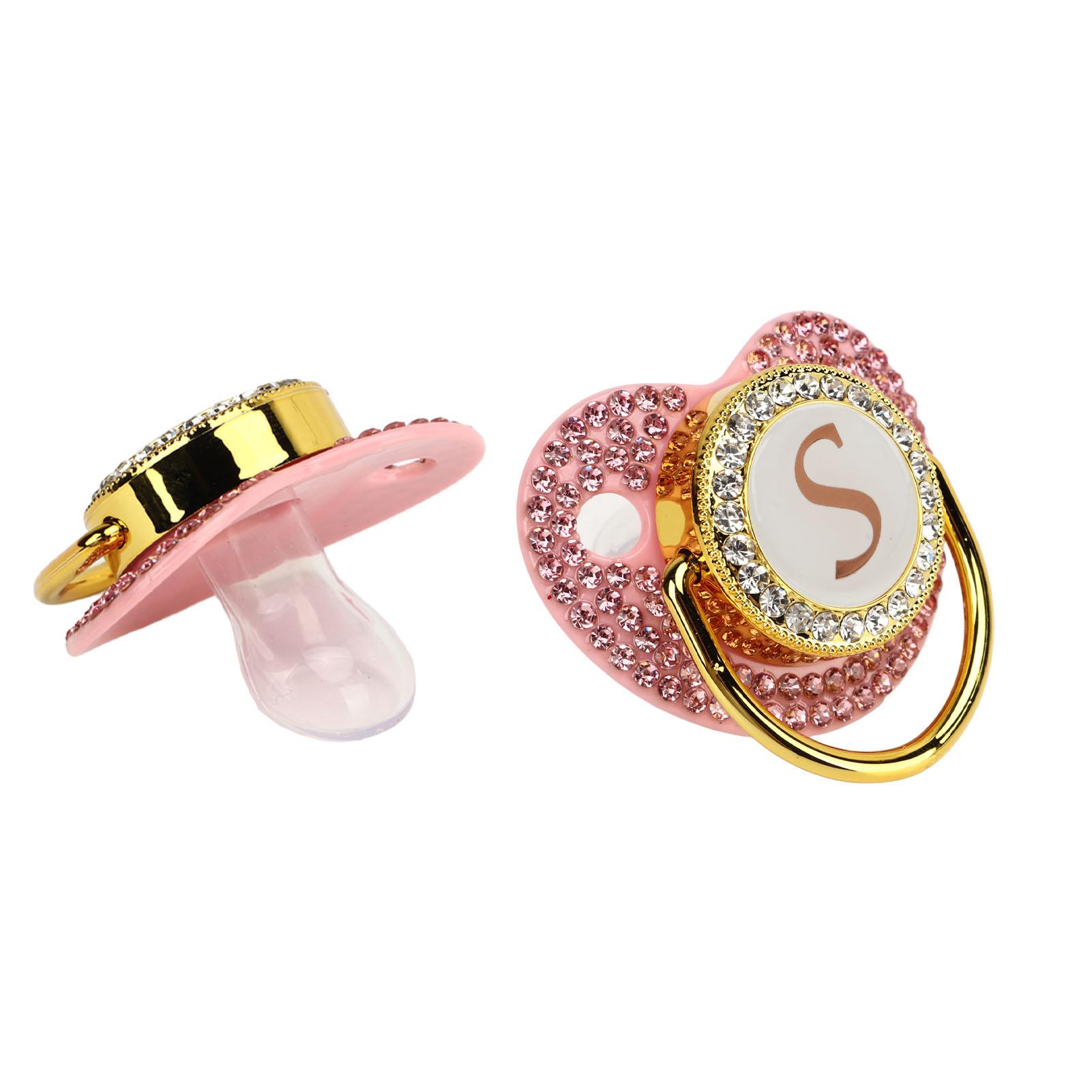 Gouden Baby Speen Bedekt met Strass Steentjes Gebogen Ontwerp Siliconen Speen voor Baby Melkpoeder Voeding