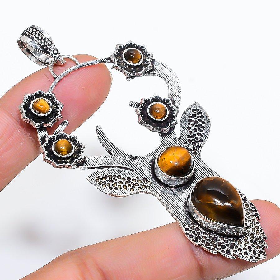 

Tiger Eye Gemstone Handmade Ethnic Jewelry Pendant 3.07 VR-3857