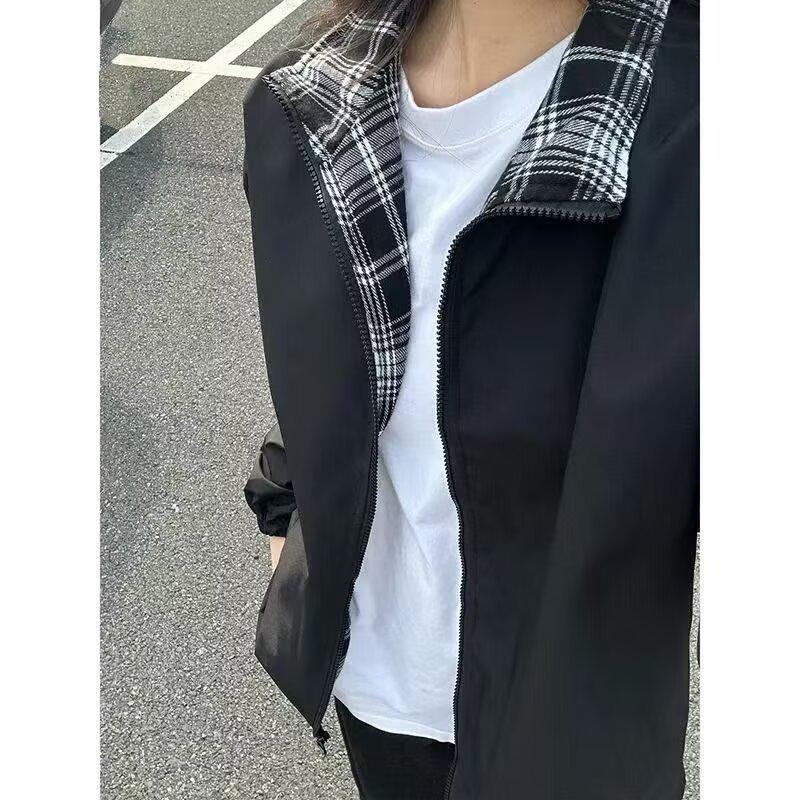 Стильная мужская клетчатая куртка с пэчворком и цветовыми блоками, с лацканами - Простая и универсальная M