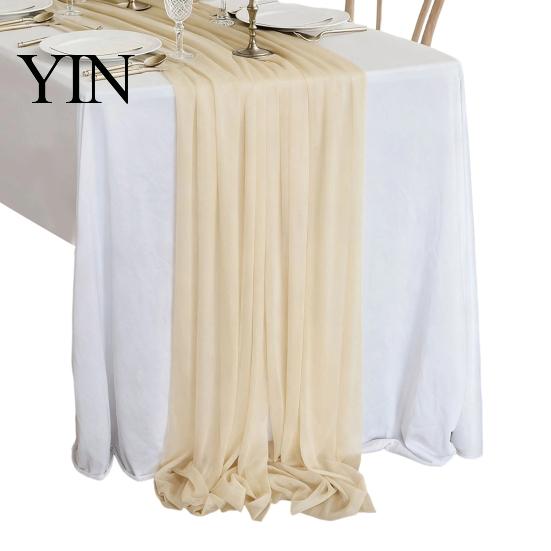 Soft Table Runner Sheer Flowing Runner, Chiffon Wedding Elegant Solid Color Spill Resistant for Dining Home Bridal Shower Party Decor Sophisticated